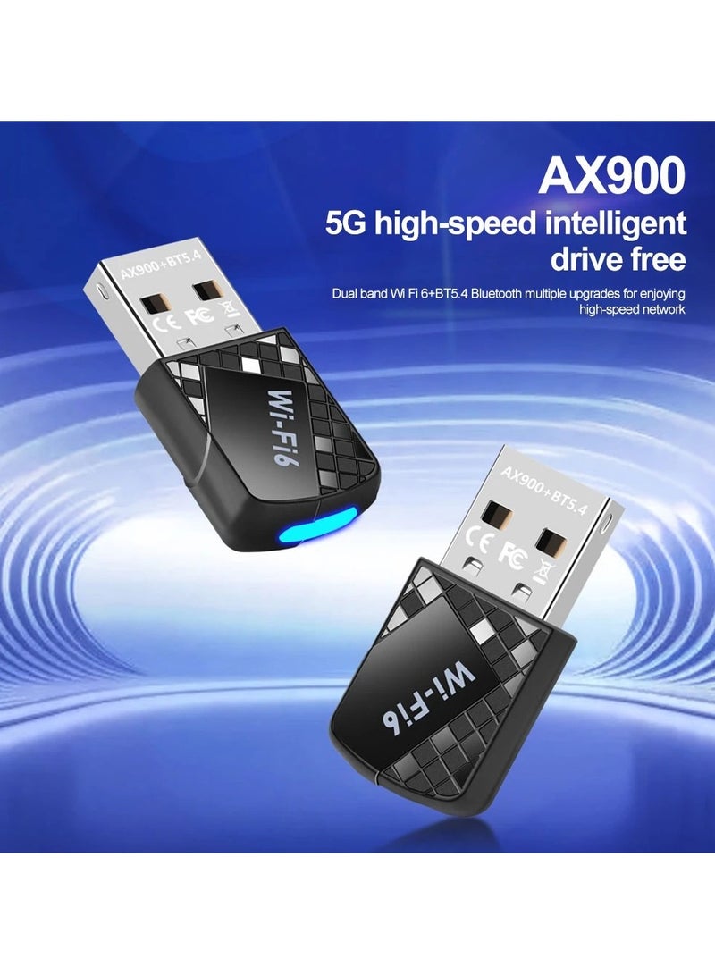 USB WiFi6 AX900 Driver Free Adapter, 900Mbps Dual Band 2.4/5Ghz Wireless Network External Receiver Transmitter for Bluthooth Printer/Keyboard/Mouse/Phone and Pad/Audio/Earphone, Mini WiFi Dongle for PC/Laptop/Desktop - Image 3